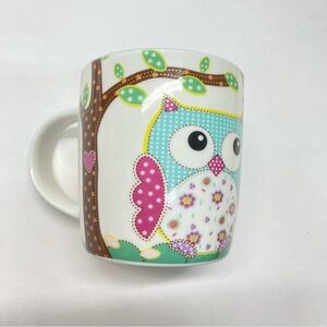 Burton & Burton Calico Patchwork Owl Whimsical Mug Cup Coffee Tea 12oz Fun